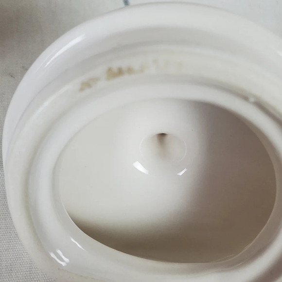 Rae Dunn Magenta Tepot Typewriter Font Ceramic Dimpled White - Picture 13 of 14